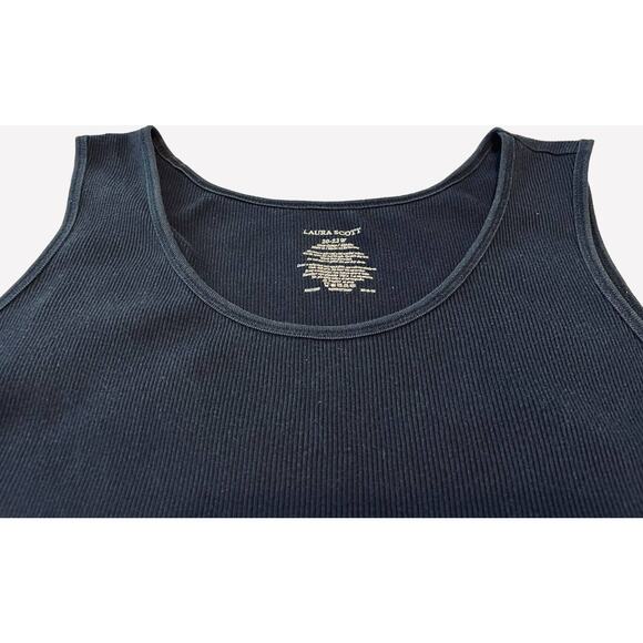 LAURA SCOTT SCOOP NECK TANK TOP, WOMENS, 20-22W, NAVY BLUE, SLEEVELESS - Picture 6 of 7
